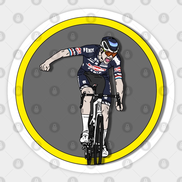 Mathieu van der Poel Champion Ronde van Vlaanderen (With Circle version) Sticker by p3p3ncil